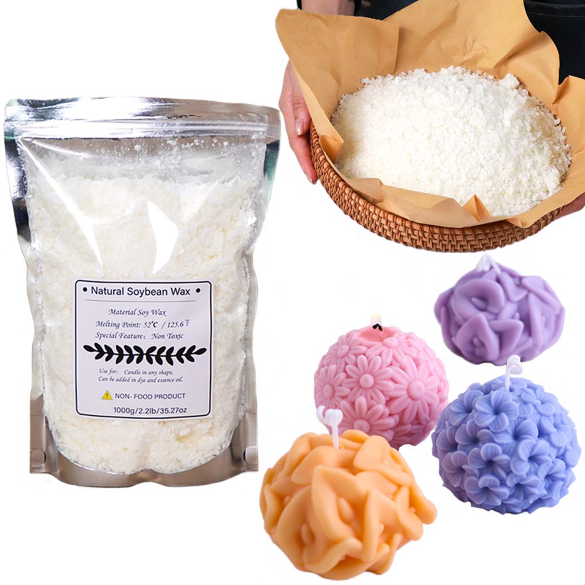 100/250/500/1000g flocos de ce - Soy Wax Flake avaliação e preço