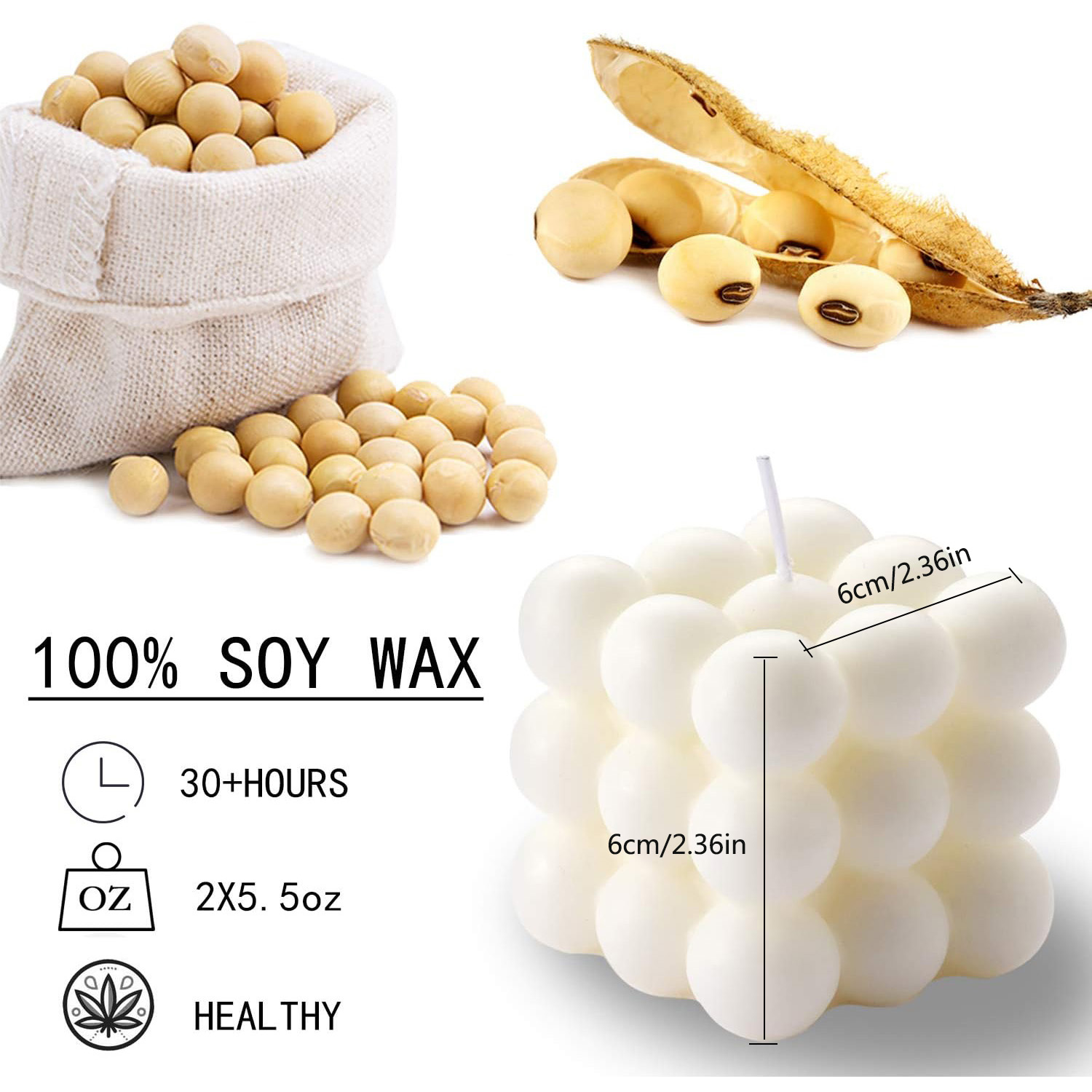 2 peças vela bolha branca rosa - Soy Wax Flake avaliação e preço